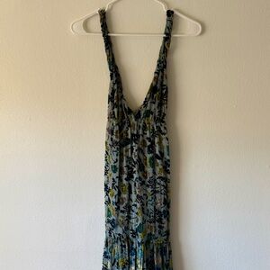 Anthropologie Blue Floral Maxi Dress